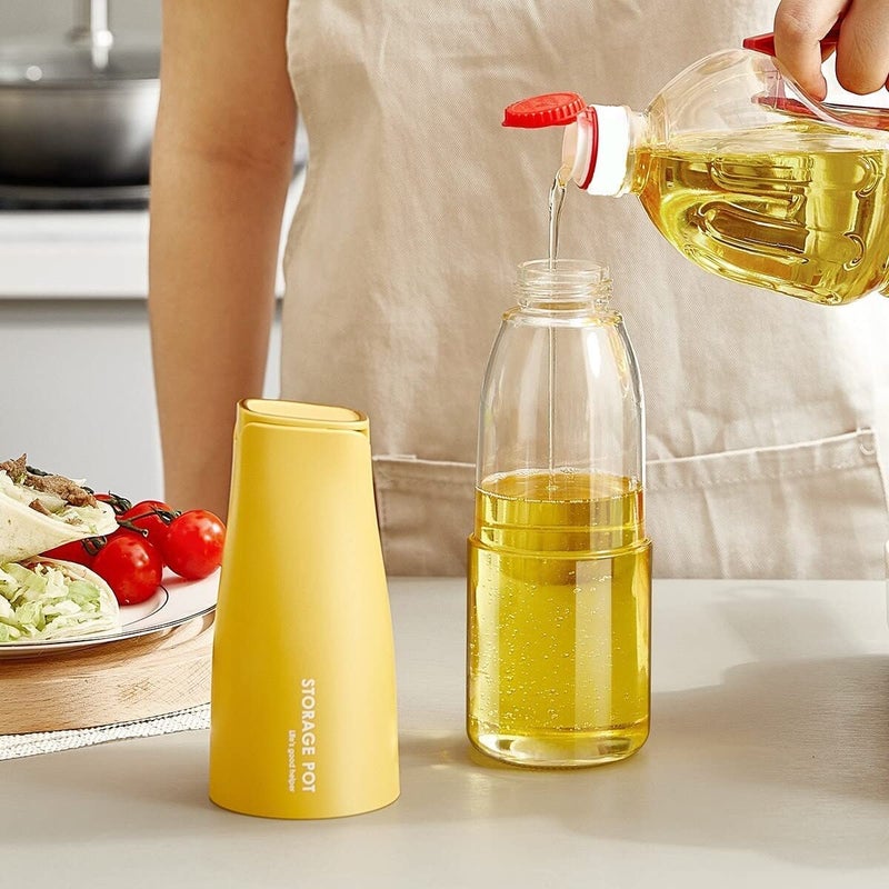 Purvaa Collection Glass Oil Dispenser Bottle Glass DripFree Spout Bottle Automatic Opening and Closing Bottle Spout Oil Dispenser Bottle Ideal for Home and Kitchen - Image 2