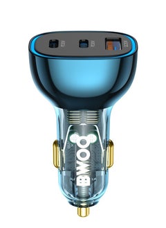 BWOO Bwoo Fast Car Charger, 90W USB-C Car Charger 3 Port Transparent & Blue for Iphone, Ipad, Samsung, Vivo, Huawei  - Image 2