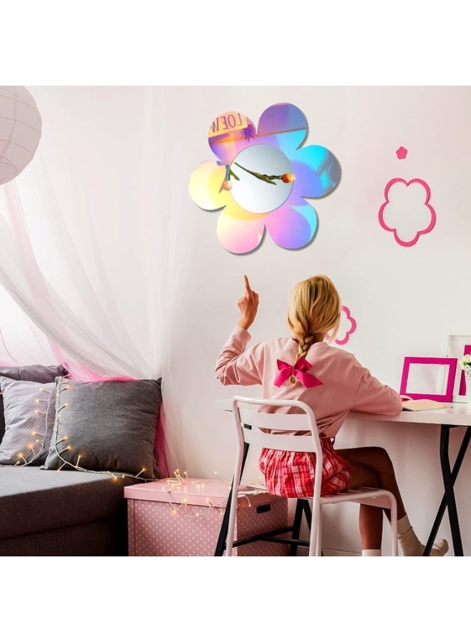 Bluejw Irregular Wall Mirror Wavy Acrylic Rainbow Mirror Room Decor Aesthetic Mirror Amorphic Vanity Retro Mirror for Bedroom Living Room Bathroom Entryway Wall Decor (Flower Style,12.6 x 11.6 Inch) - Image 2