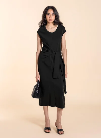 SHAPES WASIT TIE MIDI DRESS