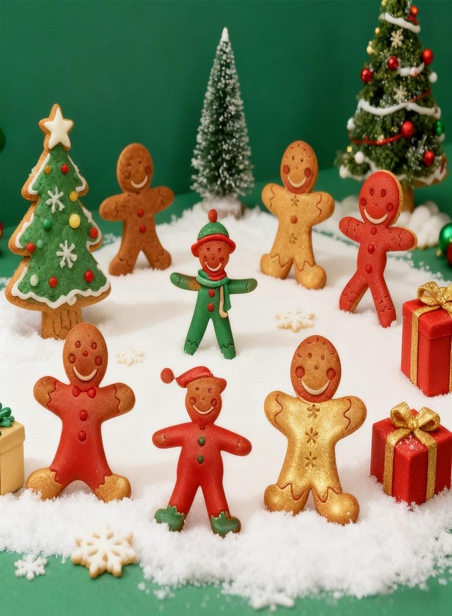 LLPMutu 6Pcs Christmas Fondant Molds Silicone Candy Molds Set Snowflake Snowman Xmas Tree Reindeer Santa Claus Holly Bells Candy Cane Chocolate Mould for Pudding Jelly Cake Cupcake Topper Decoration (White) - Image 2