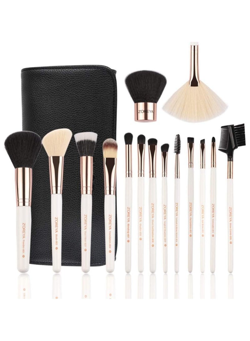 Zoreya 15pc Rose Gold Make Up Brush Set - Image 1