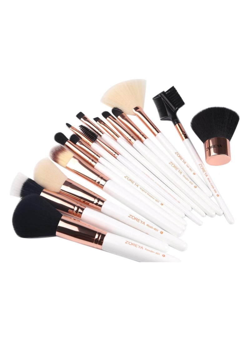 Zoreya 15pc Rose Gold Make Up Brush Set - Image 4