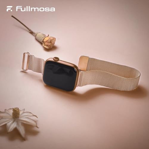 Fullmosa Compatible with Apple Watch Strap 49mm 46mm 45mm 44mm 42mm（Series 3/2/1） Women Men,Milanese iWatch Strap Ultra 3/2/1 SE3/2/1 Series 11 10 9 8 7 6 5 4 3 2 1,Rose Gold [NO Watch and Case] - Image 3