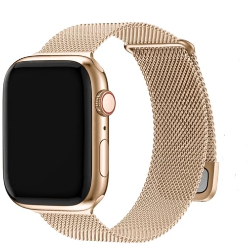 Fullmosa Compatible with Apple Watch Strap 49mm 46mm 45mm 44mm 42mm（Series 3/2/1） Women Men,Milanese iWatch Strap Ultra 3/2/1 SE3/2/1 Series 11 10 9 8 7 6 5 4 3 2 1,Rose Gold [NO Watch and Case] - Image 1