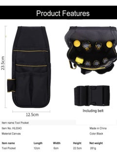 Y&D Tool Waist Multi-function Pocket, Canvas Bag Adjustable Nylon Belt Heavy, Duty Professional Work Pouch for Electricians Technician, Screwdriver Pliers Wrench Hammer  - Image 5