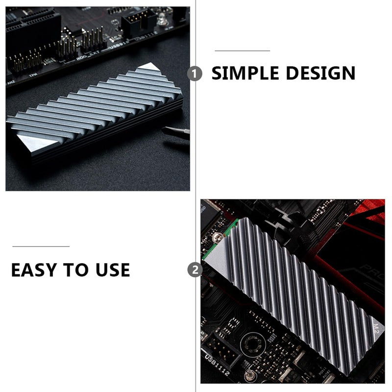 Aluminum M2 SSD Heatsink Cooler For 2280 NVMe Drives With Metal Cooling Fins Gray - Image 4