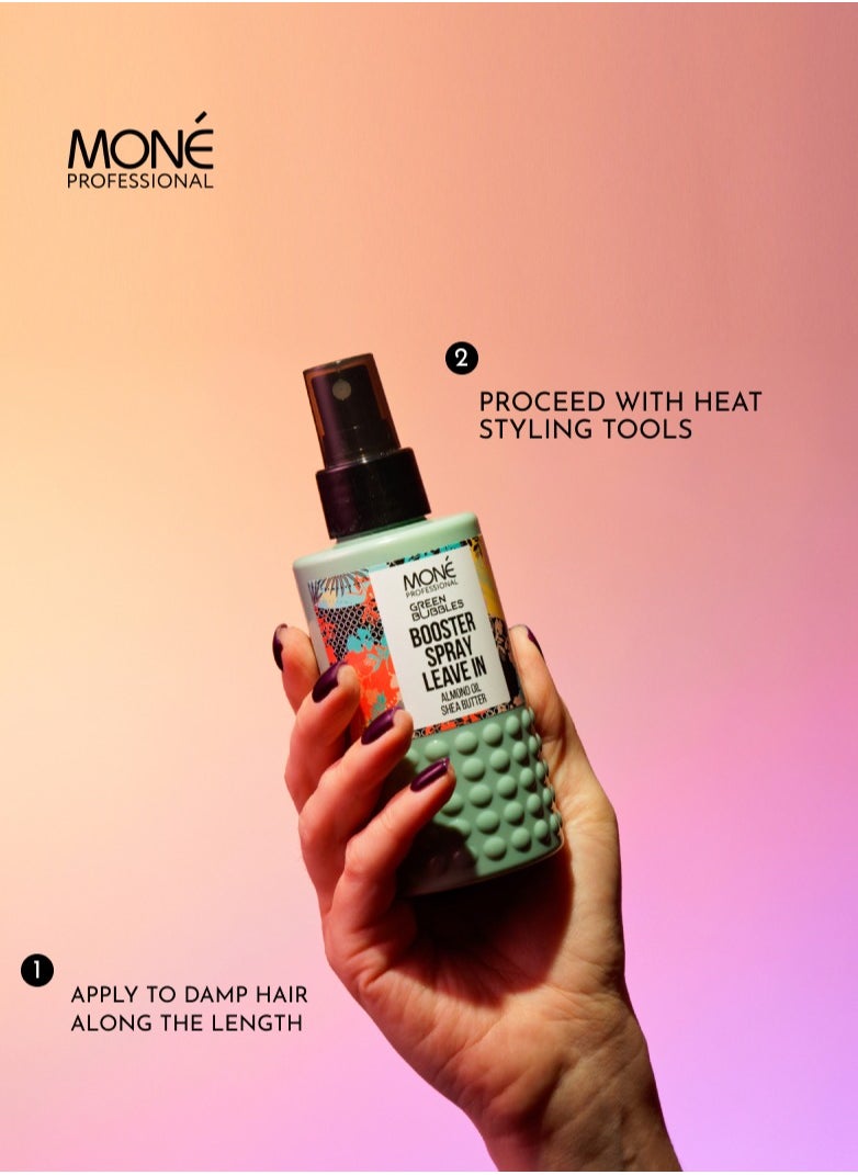 MONE Professional - Booster Spray Leave In - Conditioner Spray For Hair Preparation Before Styling, Smoothing Hair Cuticle, Shine, Density, Care, With Shea Butter, Almond Oil, Fruit Acids, Hydrolyzed Plant Proteins, Perfumed With Dark Orchid Notes, 150ml - Image 1