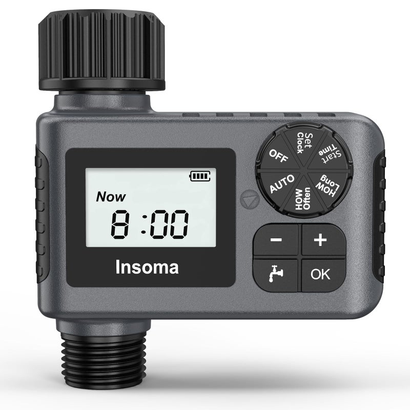 Insoma Outdoor Garden Hose Faucet Timers, Programmable Water Sprinkler Timer with Rain Delay/Manual/Automatic Drip Irrigation and Lawn Watering System for Yard, 1 Outlet - Image 1