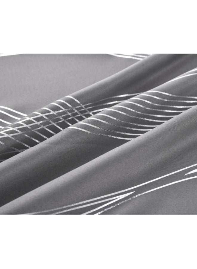KYD 1 Panel Blackout Curtains, Decorative Silver Thread Foil Blackout Curtains, Thermal Insulated Room Darkening Curtains for Bedroom Living Room 100*250cm Grey - Image 3