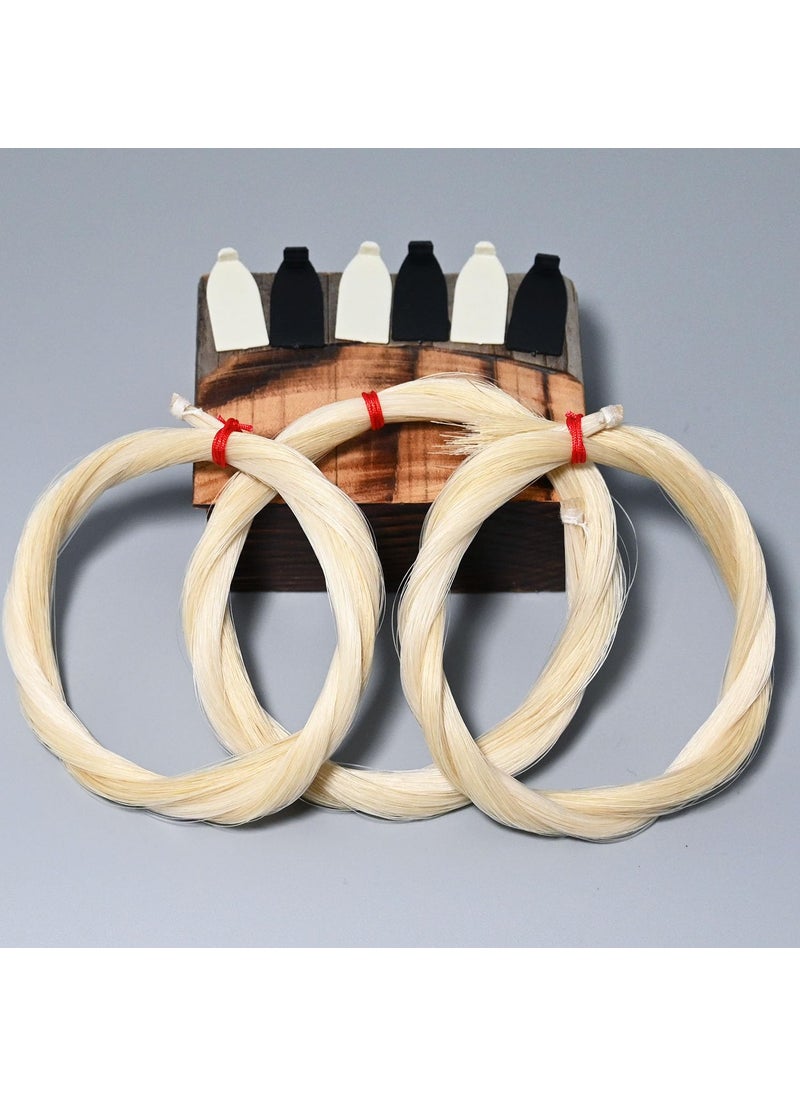 VINGOBOW VINGOBOW Natural Mongolian Horse Hair for Violin, Viola Bows Unbleached White 29'' Fiddle Bow Hair Replacement kit  - Image 1