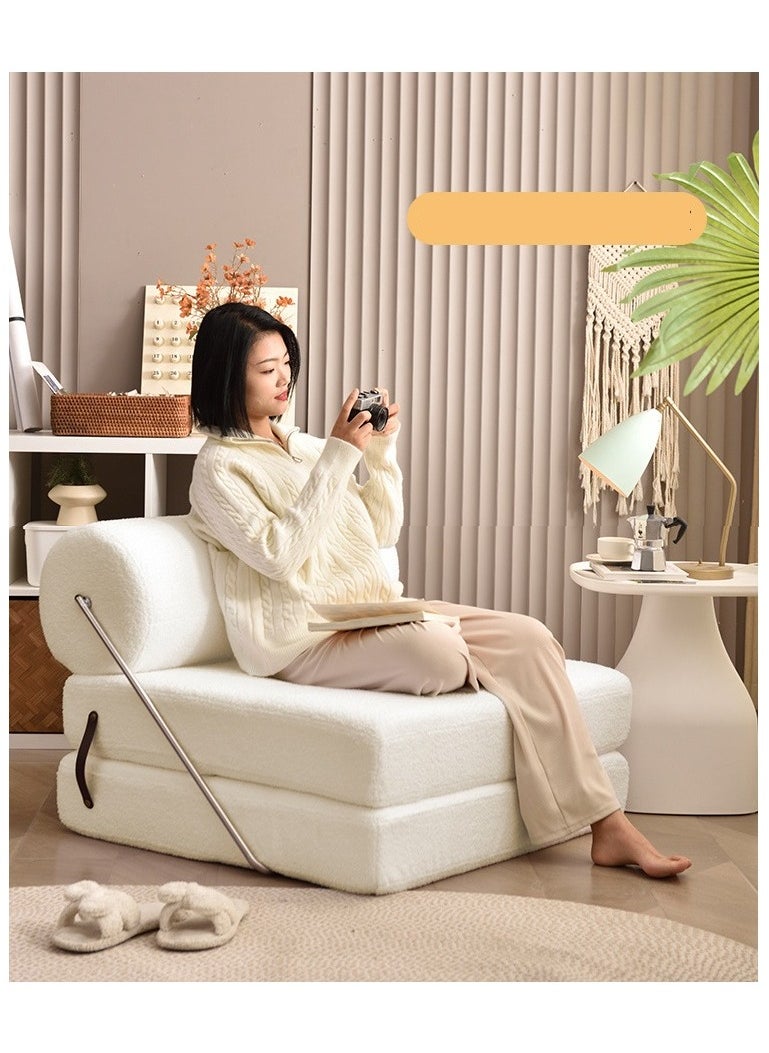 Tofu Block Style Sofa Modular Design Contemporary Comfort Premium Teddy Velvet Upholstered Lounge Chair Sofa Multi Functional Space Saving Design White