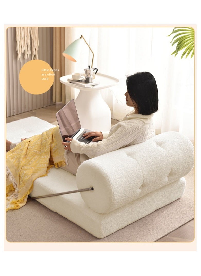 Tofu Block Style Sofa Modular Design Contemporary Comfort Premium Teddy Velvet Upholstered Lounge Chair Sofa Multi Functional Space Saving Design White