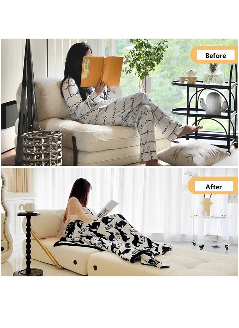 Tofu Block Style Sofa Modular Design Contemporary Comfort Premium Teddy Velvet Upholstered Lounge Chair Sofa Multi Functional Space Saving Design White