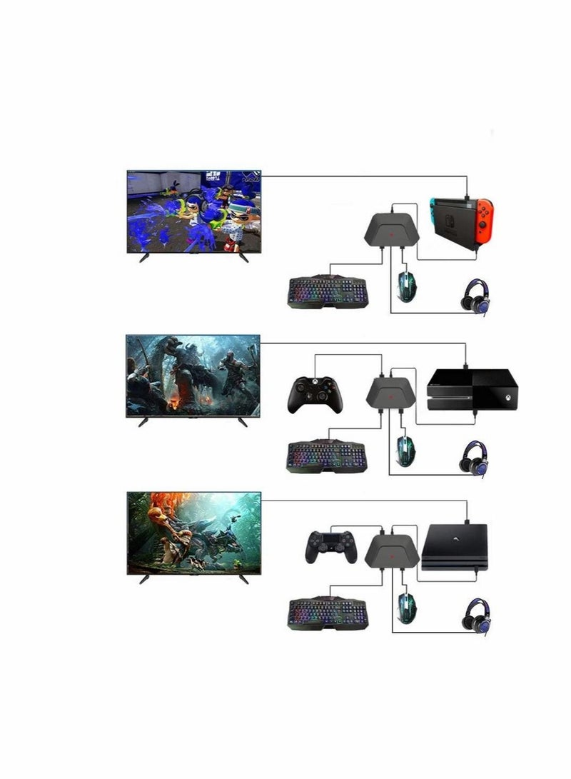 Captaintech KASTWAVE Keyboard and Mouse Adapter with 3.5mm Audio Jack Compatible with for Nintendo Switch, for Xbox One, for PS4, for PS3. Perfect for Games Like for FPS, for TPS, for RPG and for RTS, etc. - Image 2
