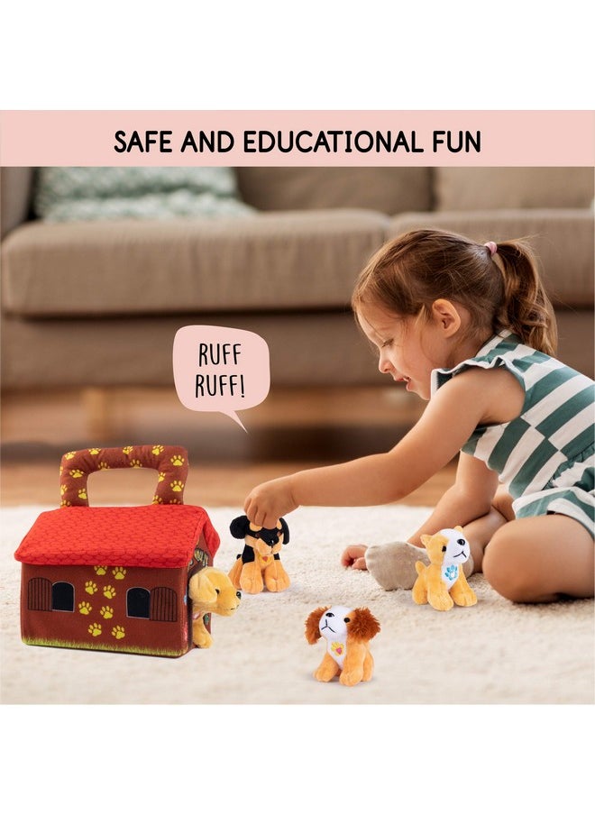 Plush Creations Talking Plush Dog House Carrier With 4 Soft & Cuddly, Talking & Barking, Stuffed Plush Dogs. Excellent Interactive And Educational Plush Toy Set. Great Gift For Kids Toddlers & Babies  - Image 5