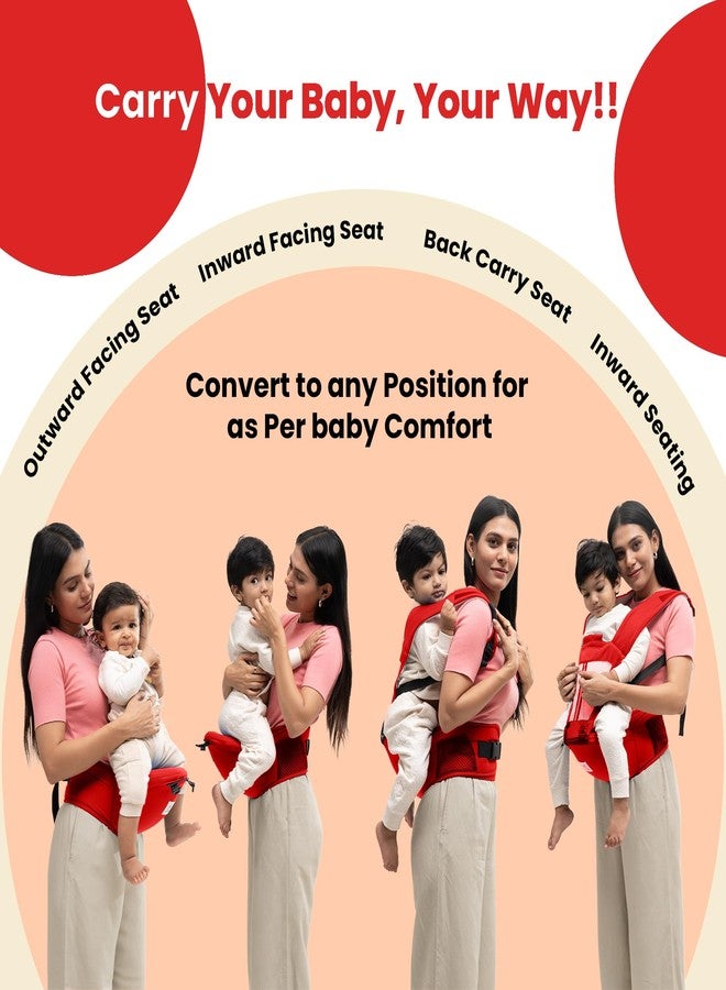 Tinyberg | Baby Carrier for 0 to 3 Year Baby | Baby Carrier for Newborn | Baby Carrying Bag | 4-in-1 Hip Seat, Adjustable Straps, Soft Thigh Padding | Baby Carry Bag | Kangaroo Bag | Up to-15 Kg - Ruby Red - Image 2