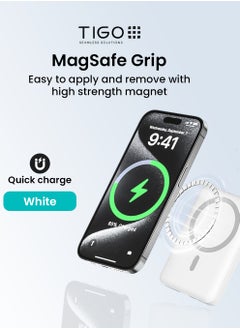 T I G O Magsafe Power Bank 10000mAh Wireless Portable Charger Fast Charging with Display, Mobile Phone PD 20W Wired Charging, iPhone Magsafe Charger Battery Pack for iPhone 12-16 Series, Samsung White  - Image 4
