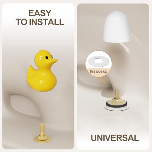 MENNTY 2Pack Ceramic Yellow Duck Toilet Bolt Covers Decorative & 4Pack Round Caps with Washers, Cute Bathroom Decor Toilet Floor Screw Covers Christmas-Gifts for Women - Image 5