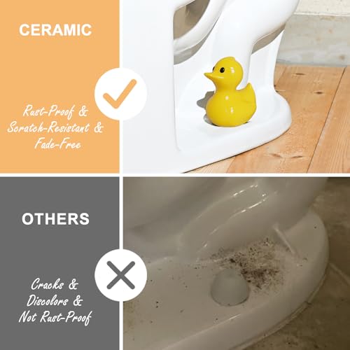 MENNTY 2Pack Ceramic Yellow Duck Toilet Bolt Covers Decorative & 4Pack Round Caps with Washers, Cute Bathroom Decor Toilet Floor Screw Covers Christmas-Gifts for Women - Image 3