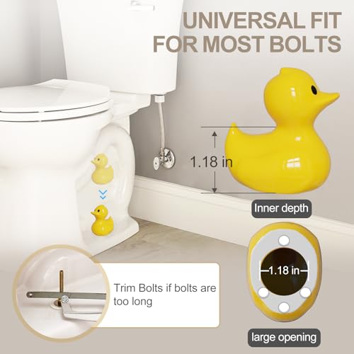 MENNTY 2Pack Ceramic Yellow Duck Toilet Bolt Covers Decorative & 4Pack Round Caps with Washers, Cute Bathroom Decor Toilet Floor Screw Covers Christmas-Gifts for Women - Image 4