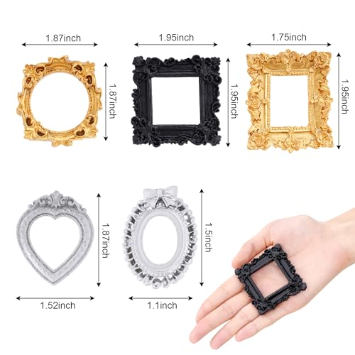 Poualss 25Pcs Vintage Resin Picture Frame Mini Antique Photo Resin Frame DIY Small Picture Frame Mini Resin Vintage Frame Antique Resin Photo Frame for Jewelry Display Photography Photo Frame Wall Decor - Image 2