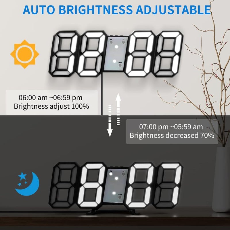 Kueh 3D Digital Alarm Clock with Adjustable Brightness and Temperature Display - Image 5
