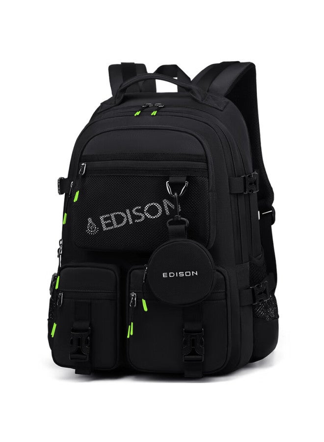 Edison High School Student Backpack, Large Capacity, Water-resistant, Suitable For Middle School And College Students, Travel Backpack, K2272-1 Black - Image 1