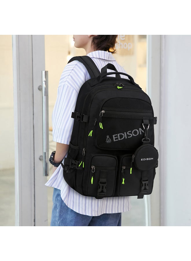 Edison High School Student Backpack, Large Capacity, Water-resistant, Suitable For Middle School And College Students, Travel Backpack, K2272-1 Black - Image 2