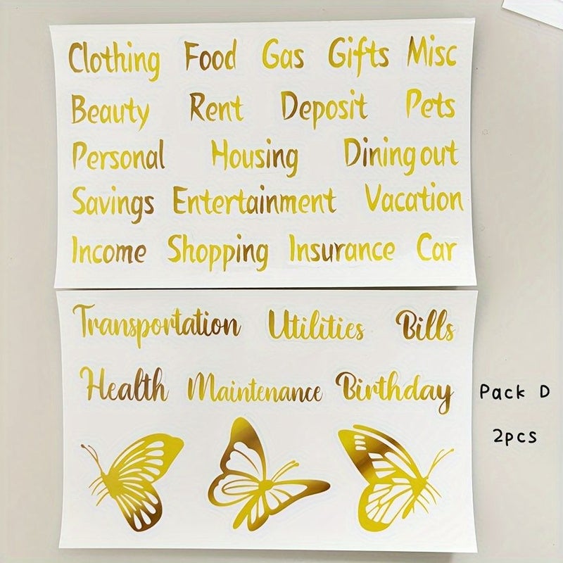 2pcs High Glossy Rectangle Paper Label Stickers English Letters For Cash Budgeting And Organization Accessories Pack D - Image 1