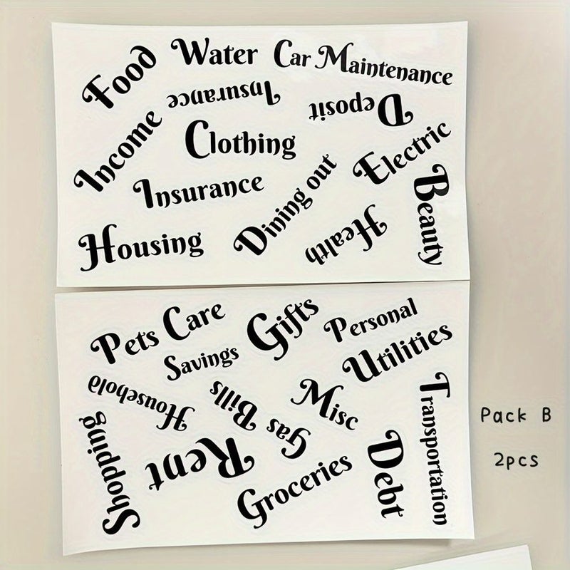 2pcs High Glossy Rectangle Paper Label Stickers English Letters For Cash Budgeting And Organization Accessories Pack D - Image 3