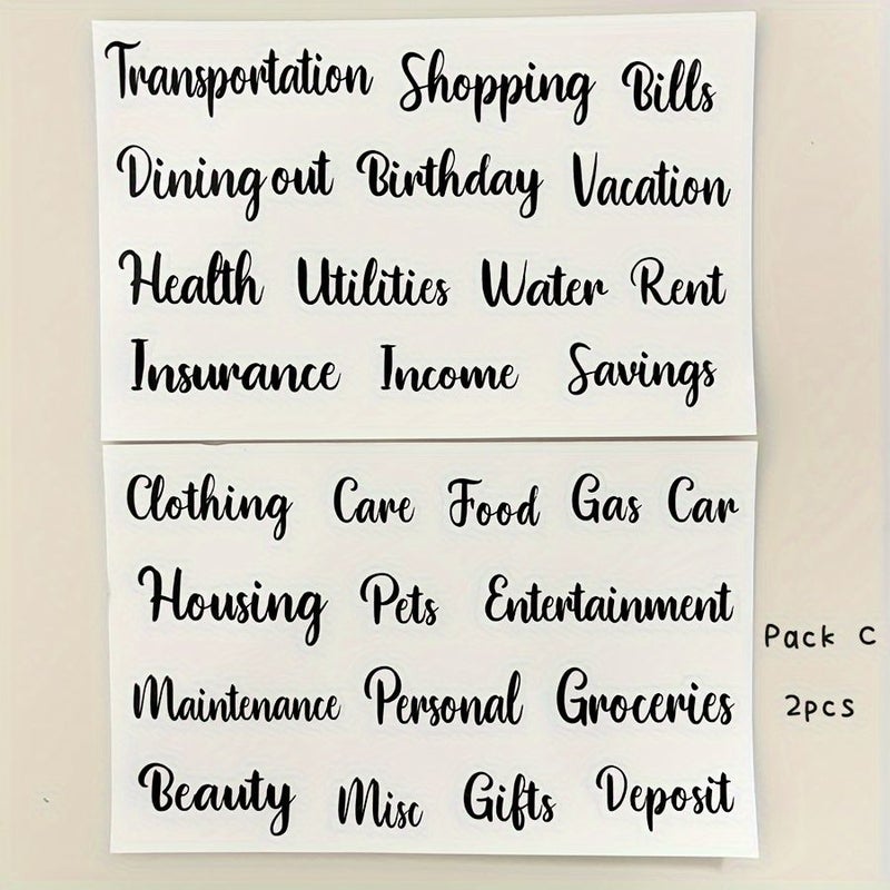 2pcs High Glossy Rectangle Paper Label Stickers English Letters For Cash Budgeting And Organization Accessories Pack D - Image 2