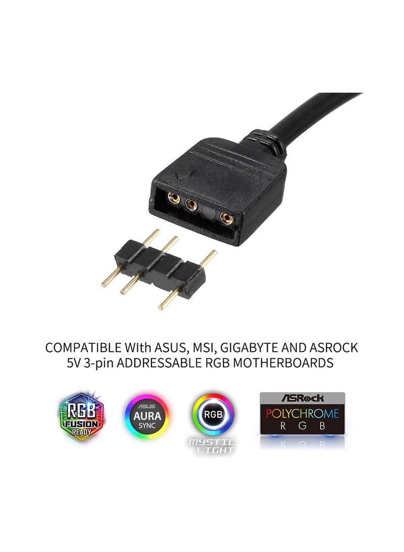 Y&D 2 Pack ARGB Splitter Extension Cable 5V 3Pin Addressable RGB 1 to 4 Y-Shaped Fan and Pc Led Strip LED Connector 53ARGB - Image 4