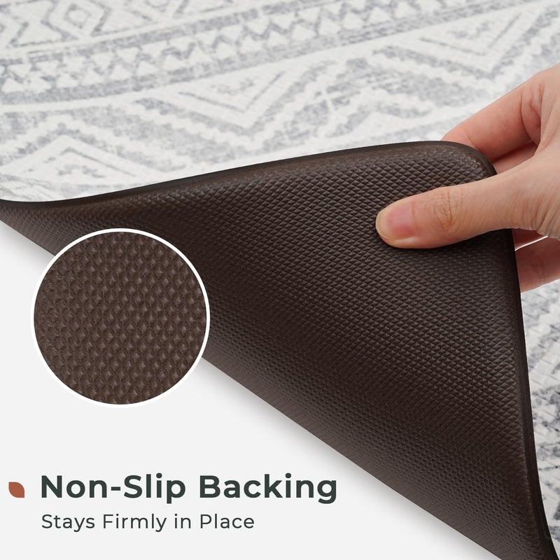 FRESHMINT Anti Fatigue Kitchen Mats for Floor 2 Piece Set, Waterproof & Non-Skid Boho Kitchen Rugs, Cushioned Kitchen Mat for Standing Washable Comfort Desk Kitchen Runners, 17x30+17x47 - Image 5