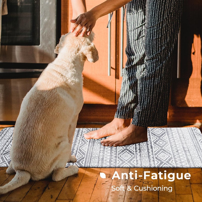 FRESHMINT Anti Fatigue Kitchen Mats for Floor 2 Piece Set, Waterproof & Non-Skid Boho Kitchen Rugs, Cushioned Kitchen Mat for Standing Washable Comfort Desk Kitchen Runners, 17x30+17x47 - Image 3