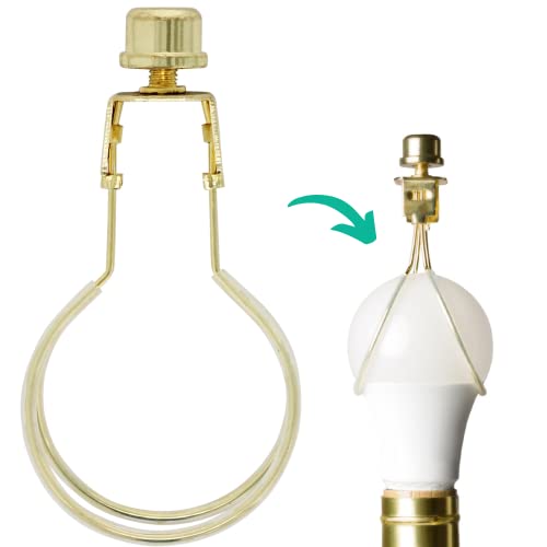 I Like That Lamp Clip On Lampshade Adapter (1 Pack), Classic Brass Gold Finish, Includes 1 Light Bulb Clip Shade Adapter, 1 Matching Finial and 2 Silicone Levellers, Fits All Standard Size Bulbs - Image 1