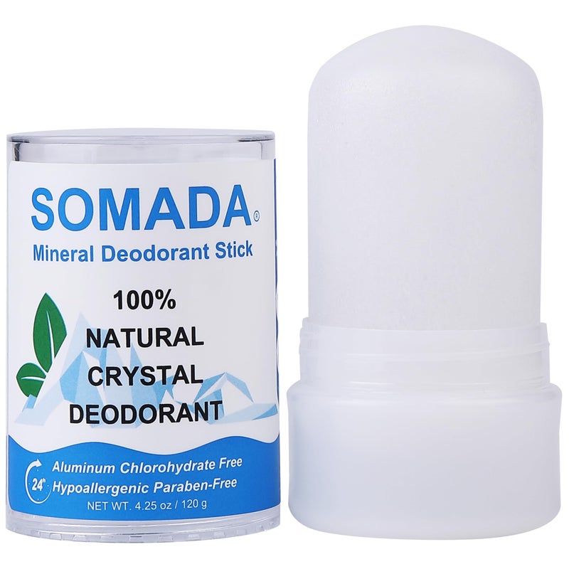 SOMADA Crystal Deodorant Stick for Women and Men, 4.25 oz/120g - 100% Natural Alum Salt Stone Rock - Unscented Mineral Rock - Image 1