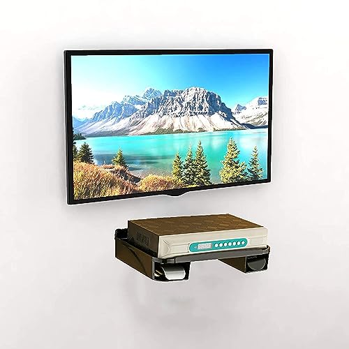 XML Set Top Box Stand Holder WiFi Router Stand Wall Mount Stylish with Remote Holder Wall Shelves Rack Plastic Office,Home Living Room Storage Organizer TV Accessories (Black) - Image 4