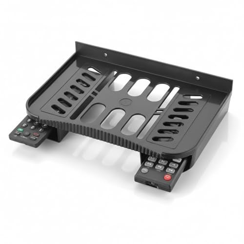 XML Set Top Box Stand Holder WiFi Router Stand Wall Mount Stylish with Remote Holder Wall Shelves Rack Plastic Office,Home Living Room Storage Organizer TV Accessories (Black) - Image 1