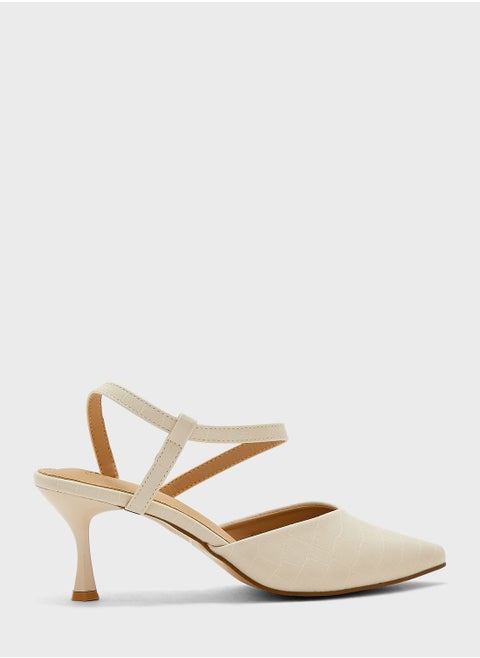 Asymetric Strap Pointed Pump