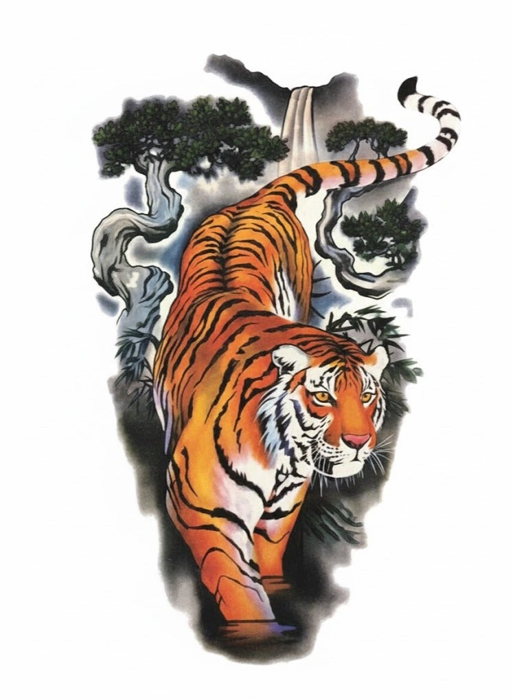 تاتؤ مؤقت على شكل نمر ملون بتصميم جميل وجذاب للنظر - Image 1