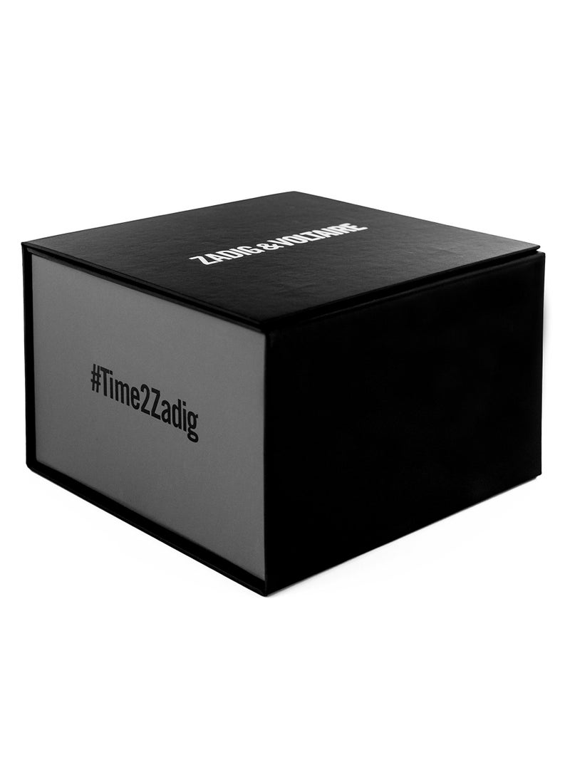 Mens Zadig & Voltaire Chronograph, Black and Green ZV Printed Dial, Steel Case on Black Silicone Strap - ZVM1703