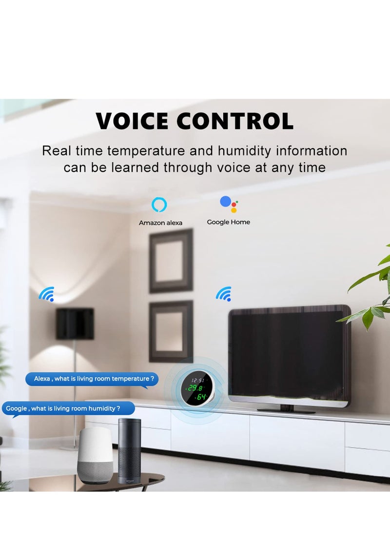 SYOSI WiFi Thermometer Hygrometer with App Notification Alert, Indoor Temperature Humidity Sensor with LED Backlit Display, Smart Temperature Monitor Compatible for Home Baby Room Reptile Terrarium - Image 2