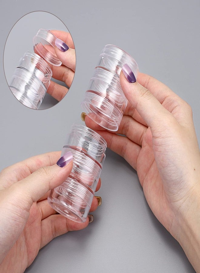 Hipiwe 6 Sets 5 Layers Plastic Round Storage Containers Small Art Craft Accessory Organizer Box 10ML Containers Jars for Jewelry Small Bead Nail Designs Storage - Image 3