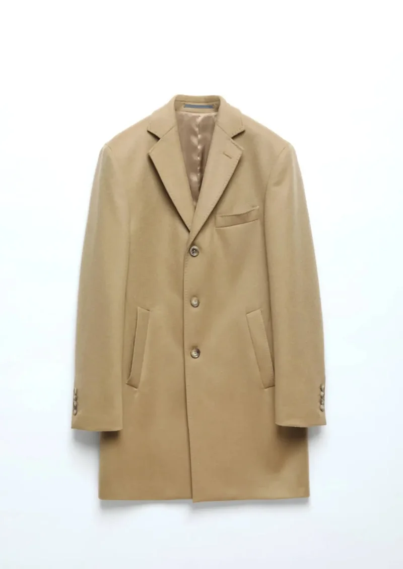 رامسي معطف منسوج كلاسيكي بياقة فراشة وقصة عادية من قماش الباف