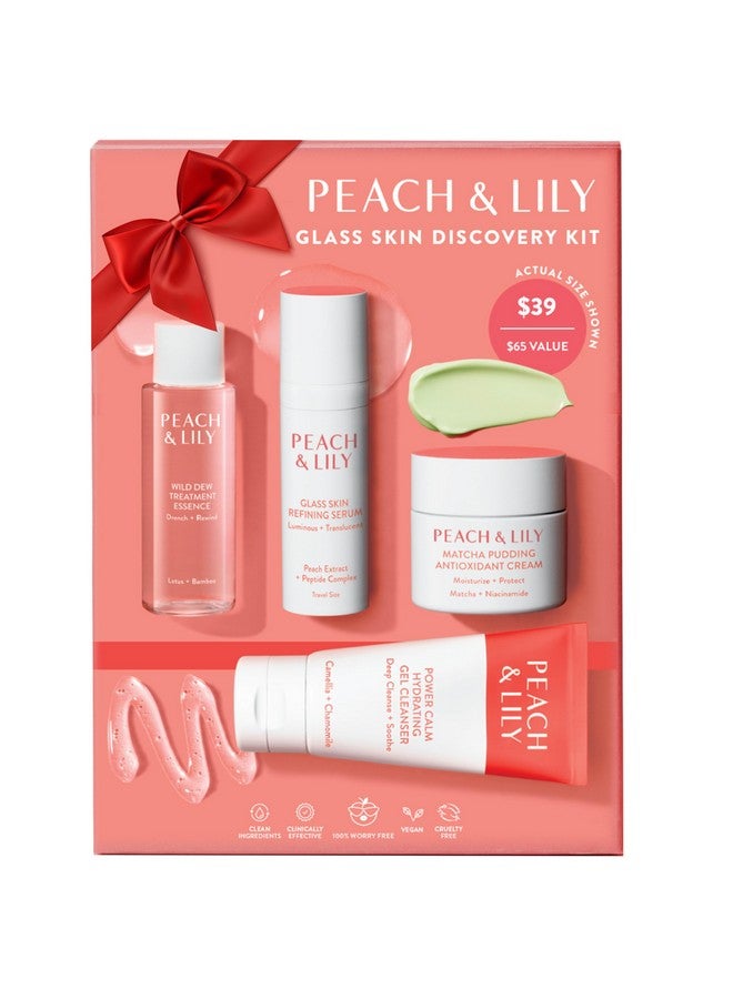 PEACH & LILY Peach & Lily - Glass Skin Discovery Kit (4 Products) - Cleanser, Essence, Serum, & Cream - Facial Skincare Set - Acne Routine - Trial & Travel Size - Vegan, Gluten Free, & Cruelty Free - Korean Beauty - Image 1