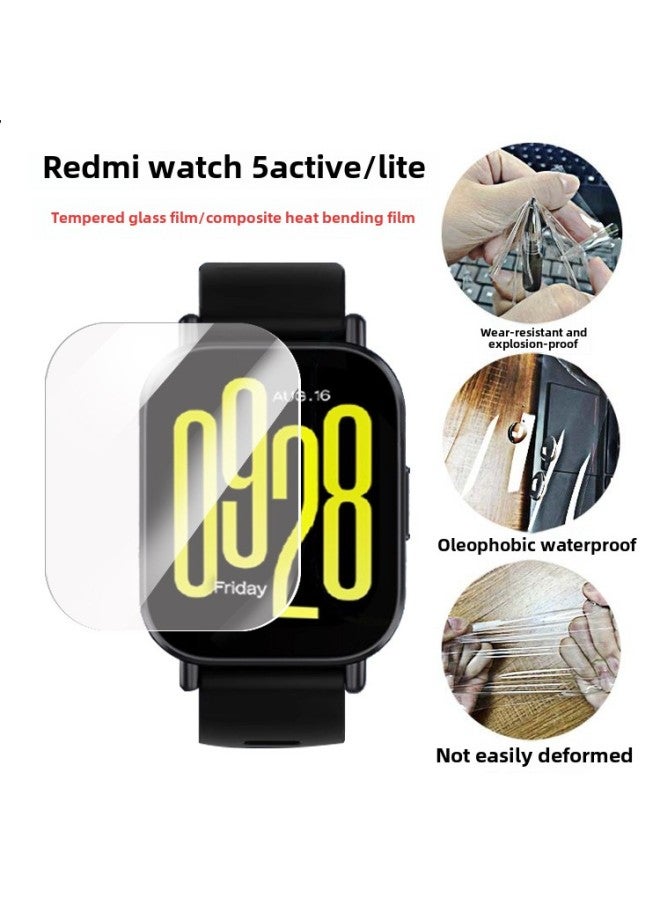 For Red Rice Watch 5active/Lite Tempered Glass Film Redmi Watch4 Composite Hot Curved Hydrogel Film-Color:Hd Anti-scratch Film, Two-piece Set-Size:Redmi Watch 5 Active - Image 2