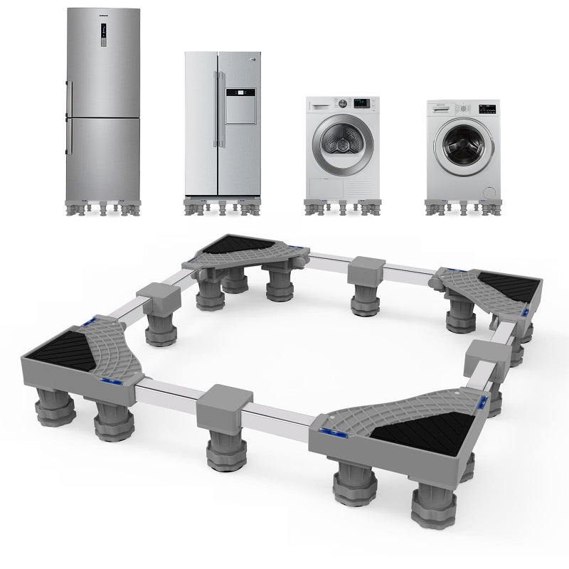 Kiss Core حامل ثلاجة مصغرة من كيس كور للغسيل 29 ملائم عالميًا لحامل الغسالة قابل للتعديل مع 16 قدم قوية قاعدة متعددة الوظائف للغسالة والمجفف