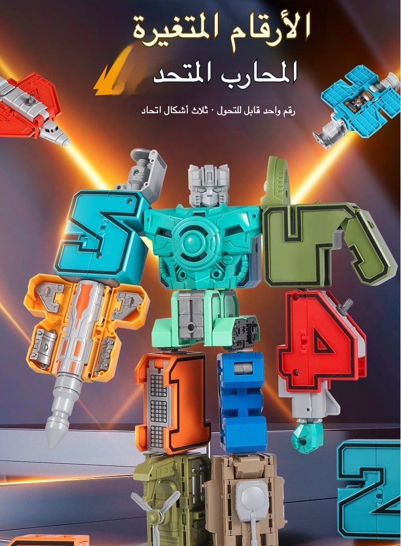 Number Transforming Robot Toy Set - 10-in-1 STEM Learning Kit for Kids, Buildable Dinosaur Car Mecha with Motor Skills Training  - Image 2