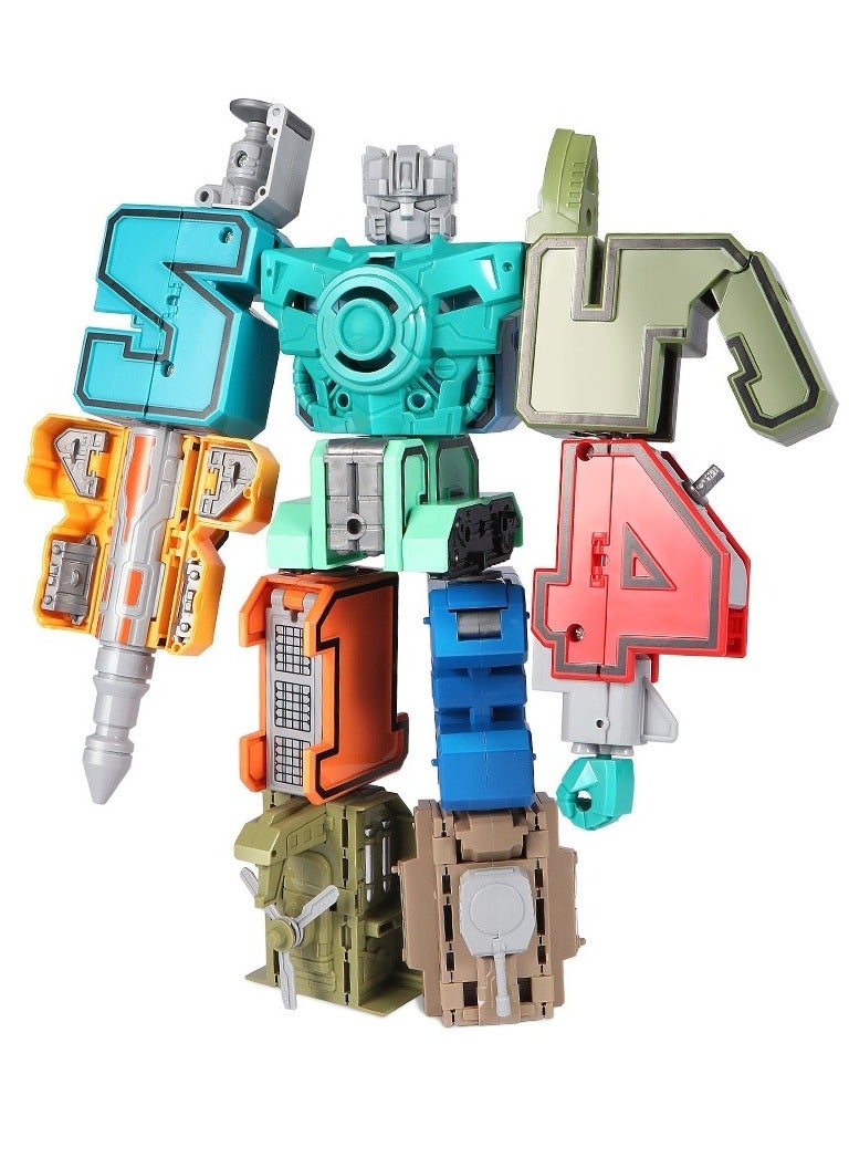 Number Transforming Robot Toy Set - 10-in-1 STEM Learning Kit for Kids, Buildable Dinosaur Car Mecha with Motor Skills Training  - Image 1
